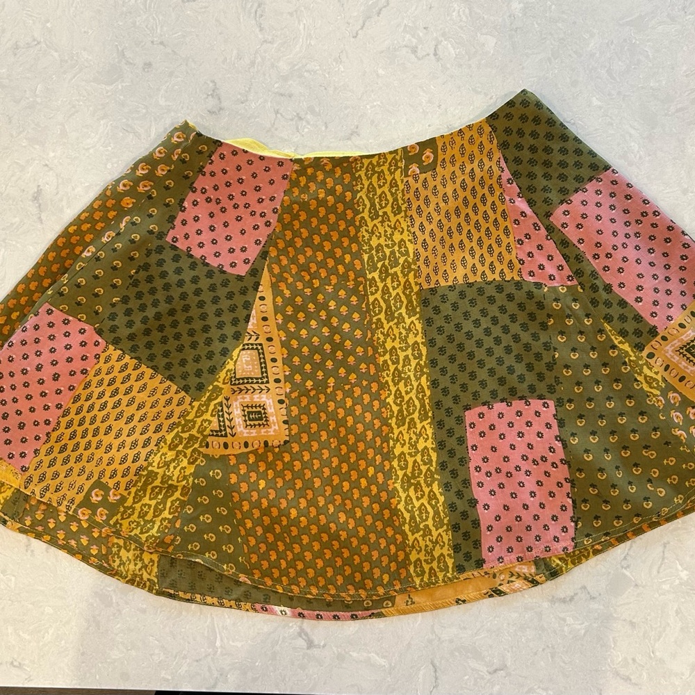 Urban Outfitters Patchwork Skater Skirt - Green, Pink, Yellow